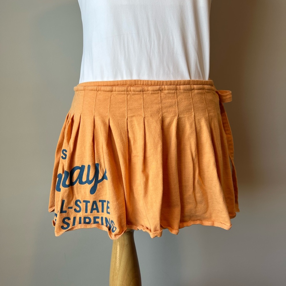 Hollister Vintage Y2K Pleated Cotton Wrap Mini Skirt | Medium | Orange | Cotton